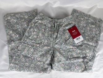 💜 Levi's Girls Size 8 High Rise Baggy Floral Cargo Pants