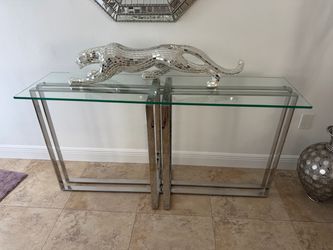Modern Glass & Chrome Console Table