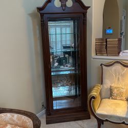 Walnut And Beveled Glass Curio/China Cabinet 