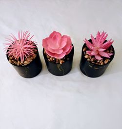 NEW Lot of 3 Mini Faux Succulents in pots