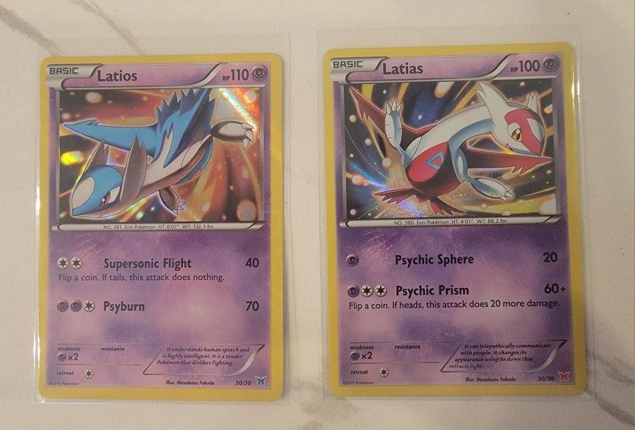 Pokemon Cards LATIAS 30/30 & LATIOS 30/30 - 2015 TRAINER KIT HOLO PROMOS LP/NM