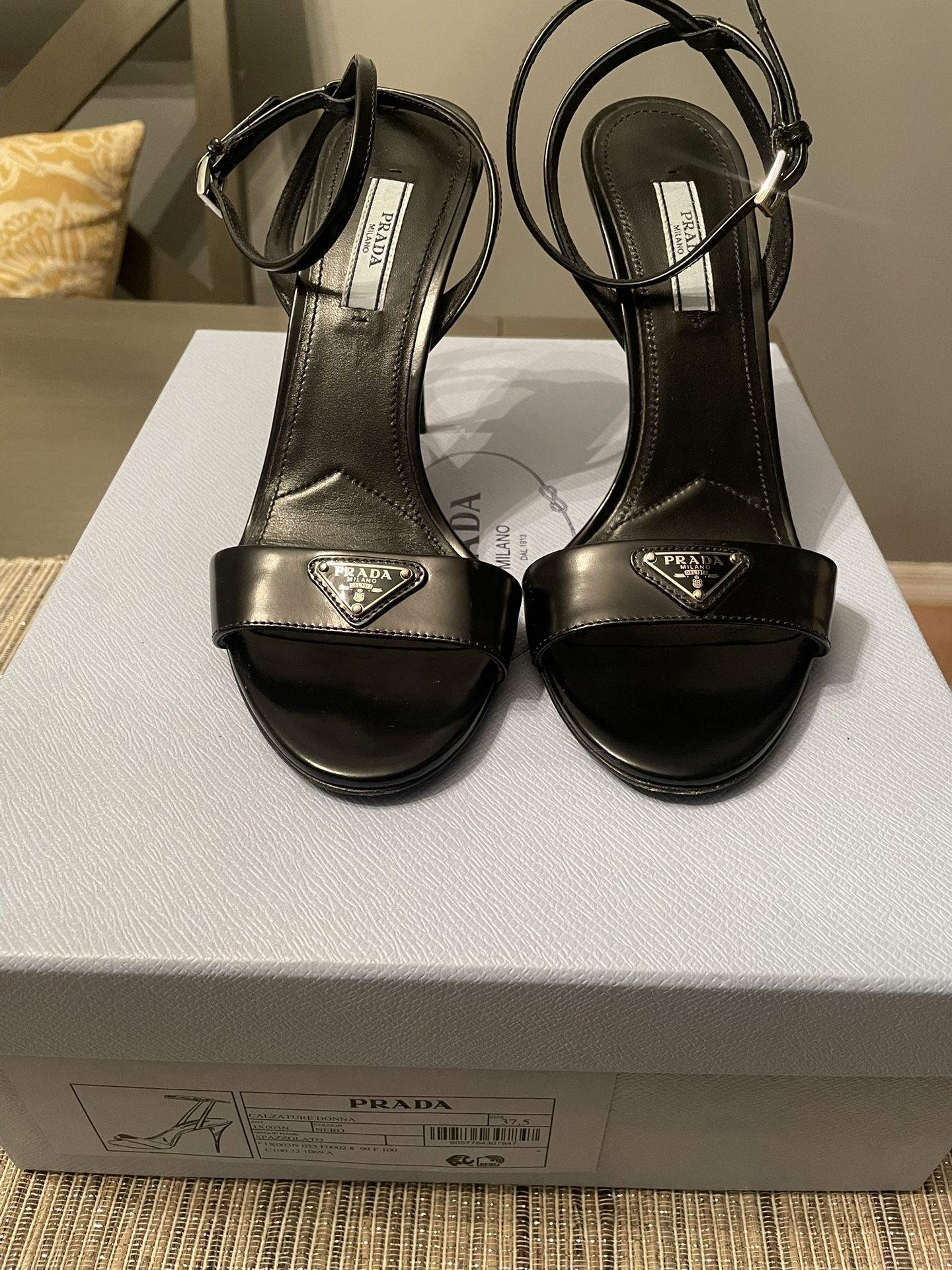 Prada, Black Sandal - Size 37.5