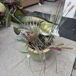 Fake Bass Fish Home Decor Decoration Potted Fake Plant Garden Yard
