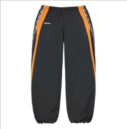 Supreme Logo Taping Track Pants Black/Orange  SS26 Large