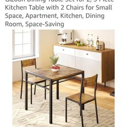 Dining Table 2 Chairs Rustic Brown New