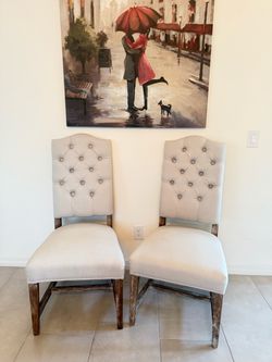 Set of 2 Tufted Upholstered Dining Chairs