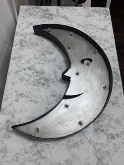 Crescent Lighted Moon Silver Wall Decor L Brown Metal 23" Tall Marquee Farmhouse