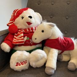 Christmas Teddy Bear And Little Horse