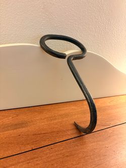 Vintage Hand-Forged Iron Hook-Large Primitive Farm Tool / Rustic Decor