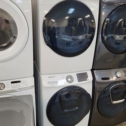 Samsung AddWash Front Loading Washer And Stackable Gas Dryer Set 