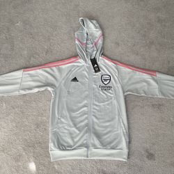 Arsenal Retro Rare Tracksuit Jacket w/ Hoodie BRAND NEW w/ TAGS Men’s Size Medium Gray And Pink
