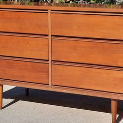 beautiful vintage Mid Century Modern all wood 6 drawer walnut DRESSER In clean Minimalist design AND OTHERS 