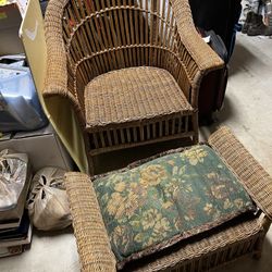 Rattan Chair With Footstool