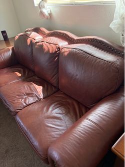 Leather sofa and loveseat