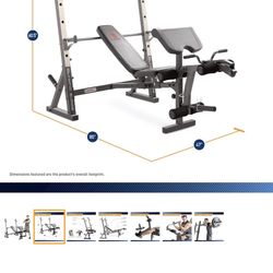 Marcy Olympic Workout Bench for Home Gym Strength Training Equipment with Preacher Curl Pad and Weight Rack Storage
