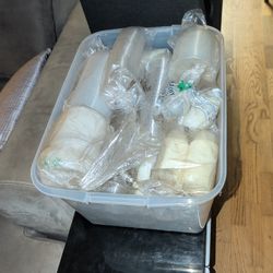 Large Bin Of Disposable Lids Cups Sauce Cups 