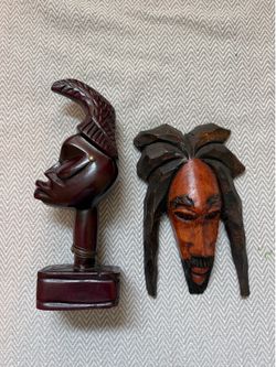 Two Wooden Carved Folk Art