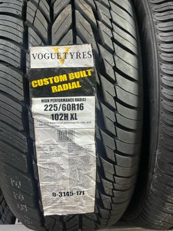 225/60R16 Vogue Custom Built Radial 102H XL White/Gold Sidewall Tire