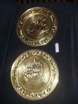 Wall hanging copper nautical plates