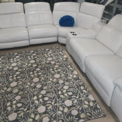 SECTIONAL GENUINE LEATHER RECLINER ELECTRIC WHITE COLOR.. DELIVERY SERVICE AVAILABLE 🚚💥💥✅