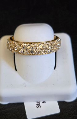 14K Gold over Silver/ Reverse set Moissanite Band Ring