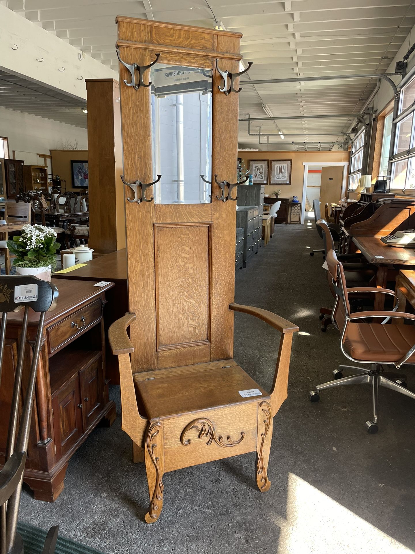 Antique Hall Tree w/ Built-in Seat
