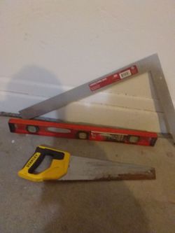 Used Saw, Level, and Square