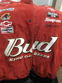 Genuine Red Leather bud weiser jacket great condition