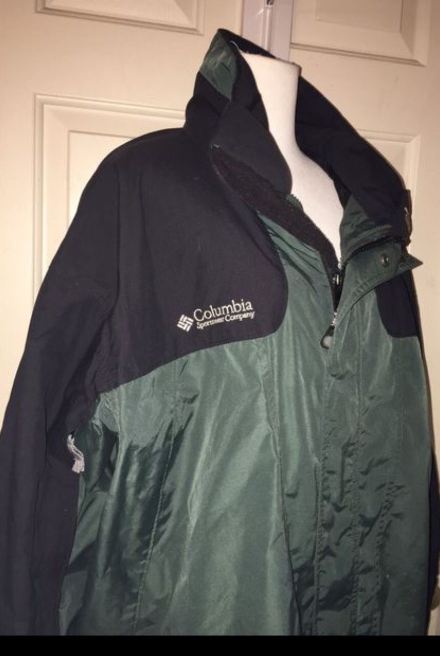 Men's Columbia jacket Sz XL green winter Raincoat excellent condition
