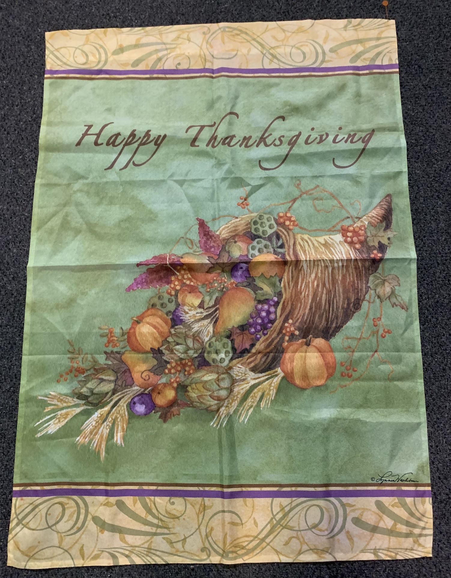New Large 28” x 40” Happy Thanksgiving cornucopia Single Sided garden flag