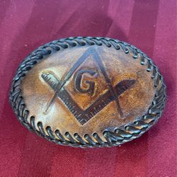 Vintage Leather Belt Buckle Mason