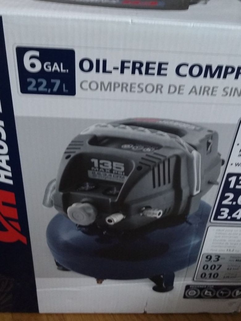 Brand New Lifetime Campbell Hausfeld Pancake 6 Gallon Oil Free Portable Air Compressor