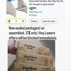 Wooden Toddler Step Stool with Handles, Non-Slip Two-Step Stool for Kids, Height Adjustable, Safe Potty Training Stool for Bathroom, Kitchen, Bedroom 