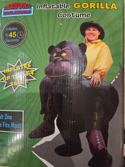 Gorilla w/Safari Man Inflatable Costume for Adults