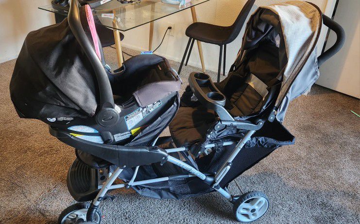 Graco DuoGlider Click Connect Double Stroller & Graco SnugRide 35 Lite Infant Car Seat,