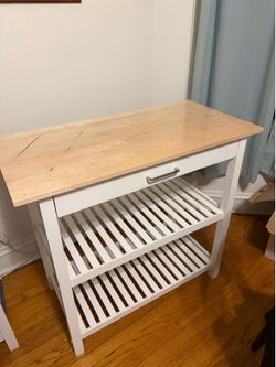 White Kitchen Cart with Storage