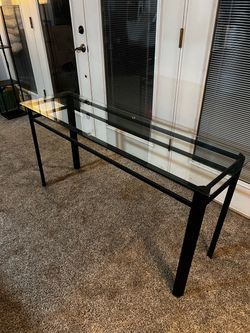 Glass Top Console Table Black Metal Frame