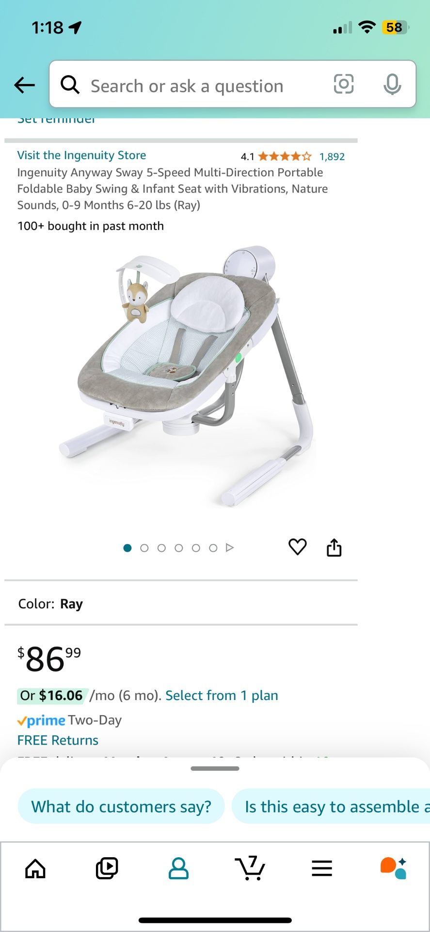 Like New Ingenuity Baby Swing