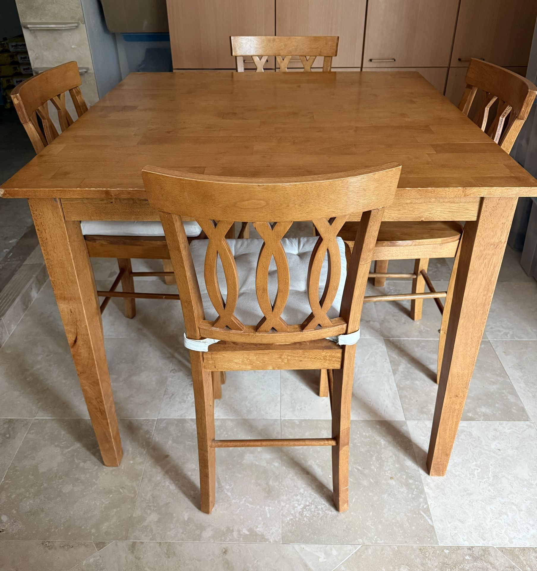 Wood High Top Table & Chairs