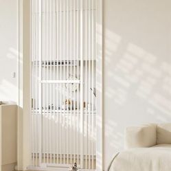 Extra Tall Cat Gate for Doorway, Wide Adjustable 27.56"-37" Baby Gate Included 4 Extension Kits, Pressure Mounted Safety Full Door Gate for Stairs, St