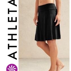 Athleta Bodega A-Lne Skirt Rushed Waist Black Small