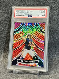 🔥2024 Caleb Williams ROOKIE Airborne RED Plaid PSA 9! 🔥