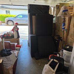 Black L Shaped Cloth Sofa.