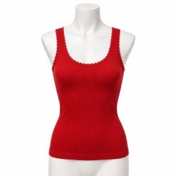Red Lace Trim Women's Tank Top Size Medium
