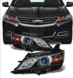 for 15-2020 chevy Impala Headlight Halogen Headlamp Assembly Projector Pair Black