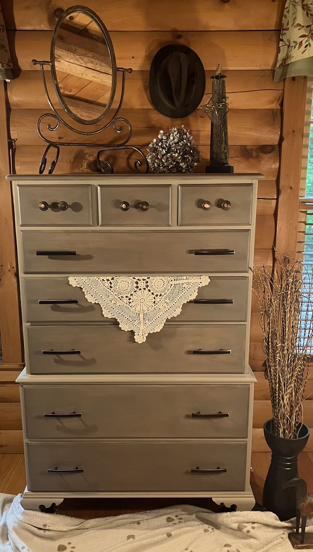 Refinished Maple Highboy Chest Of Drawers