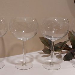 4 Vintage Princess House Heritage Pattern Balloon Stem Wine Glass Replacement