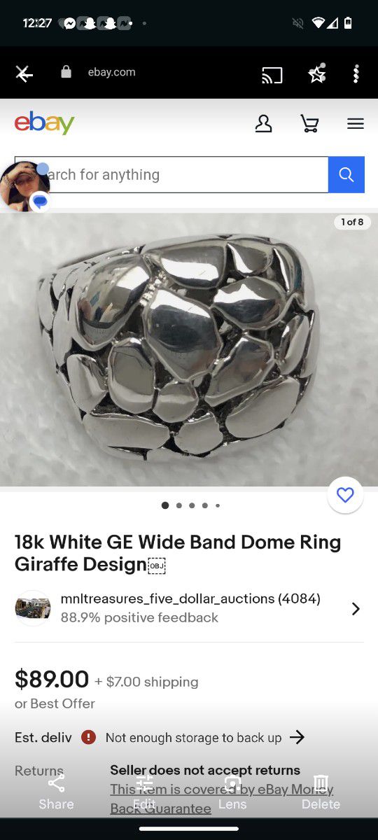 18k White Gold Ge Wide Band Ring Giraffe Design