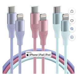 Brand: Bkayp  iPhone 14 13 12 Charger Cord [Apple Mfi Certified] 3 Pack 6ft Fast Charging Cables Compatible with iPhone iPad iPod Multi-Color. Brand n