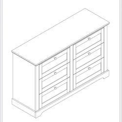 AUTUMN Modern 6-Drawer Dresser for Bedroom, Dresser Chest of Drawer with Large Drawers, (Wash Grey)